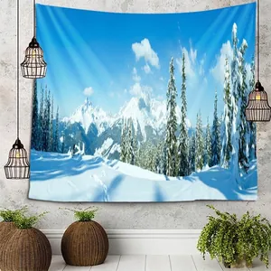 Hochauflösender Wandteppich mit Schneegipfel-Landschaft für Schlafzimmer Deko