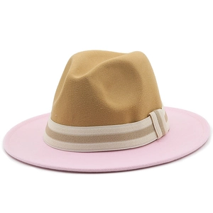 Two Tone Patchwork Fedora Hat Wide Brim Felt Jazz Cap Retro British Style For Men Women Wedding Party Travel Outdoor