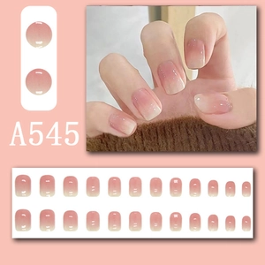 Details zu A545 Blush Pink Gradient Press-on Nägeln im 24er-Set kurze quadratische Form