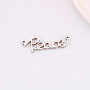 Pendentif lettre Peace en acier inoxydable argenté, accessoire de collier poli