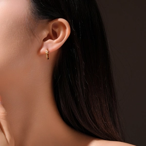Elegant S925 sterling silver gold star stud earrings with sparkling cubic zirconia stones