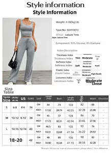 Detailed size chart for women's yoga set including top and flared pants measurements