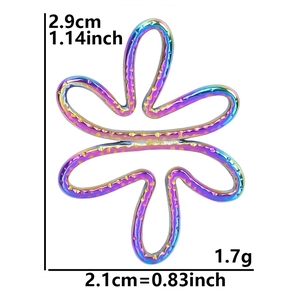 Detailed size specifications for rainbow stainless steel flower pendant with dimensions