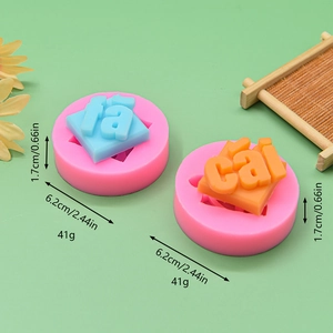 Moule en silicone rose pour bricolage résine avec caractères pinyin Fa Cai chinois