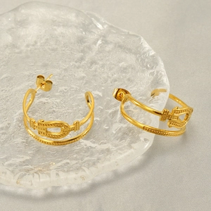 Boucles d'oreilles vintage dorées en acier inoxydable avec boucle fer à cheval