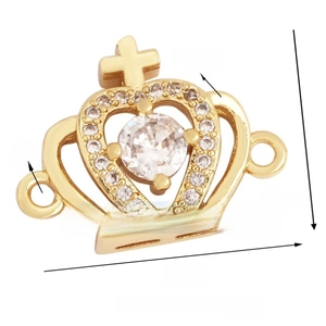 Detailed view of gold crown connector with dimensions 20mm x 15mm for jewelry making