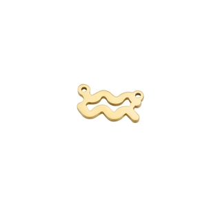 Detailed view of a golden wavy stainless steel connector pendant for DIY jewelry making