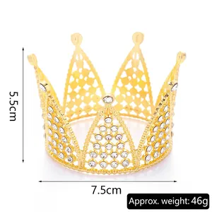 Detailed view of a gold alloy mini crown with white rhinestones, height 5.5cm, width 7.5cm