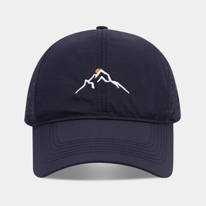Navy blue breathable mesh baseball cap with mountain embroidery for outdoor sports