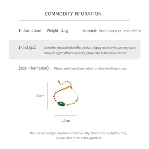 Guide des tailles pour bracelet vintage en acier inoxydable avec pierre malachite