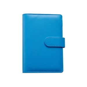 Minimalist A6 Macaron Blue PU Leather Notebook with Magnetic Buckle on White Background