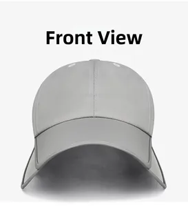 Front view of light grey quick-dry baseball cap with white ventilation eyelets
