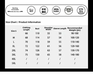 Size chart showing product measurements for men's round neck sweatshirt from S to 5XL
