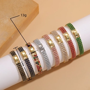 Luxury 14K gold plated bangle set with vibrant cubic zirconia in multiple colors