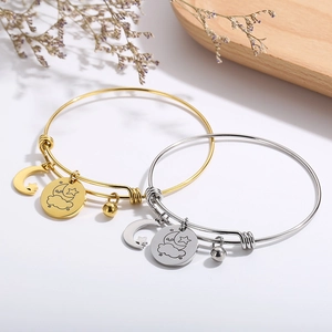 Minimalist adjustable star and moon charm bracelets in gold and silver stainless steel