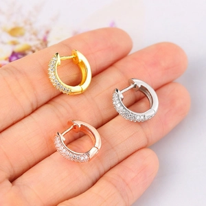 Hip hop micro-pave zircon hoop earrings in gold, silver, and rose gold finishes