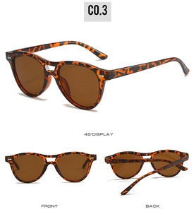 Three-angle view of tortoiseshell double-bridge sunglasses with dark brown lenses