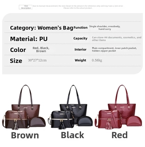 Detailed dimension chart and size specifications for the crocodile pattern 3-piece handbag set