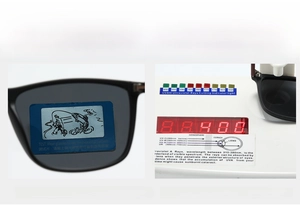 Polarized sunglasses test showing UV400 protection and glare reduction with fish pattern