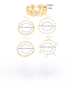 Größenangaben für Damen-Armband-Set mit Herz- und Unendlichkeitssymbol-Details