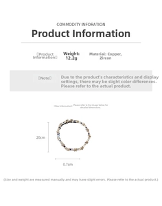 Specifiche tecniche del bracciale con fibbia a X in zirconi e dimensioni dettagliate