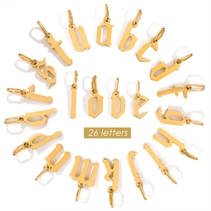 Gothic 26 letters gold pendants set arranged in a circle for DIY jewelry making