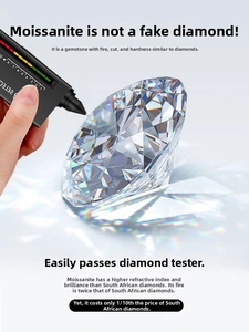 Testing a brilliant round moissanite stone for hardness with a digital thermal tester