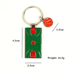 Detail view of basketball keychain set with dimensions and weight measurements