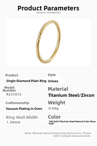 Macro detail of 1.3mm titanium steel ring featuring a single cubic zirconia stone setting
