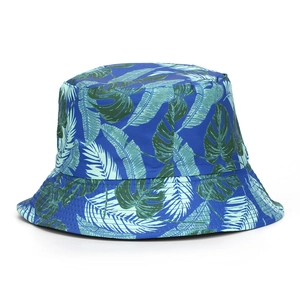Chapeau Bob À Imprimé Feuilles Tropicales Polyester Respirant Protection Solaire Extérieur Plage Voyage Unisexe