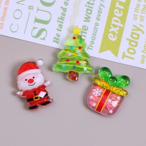 Translucent glitter resin Christmas tree and Santa DIY charm set for crafts