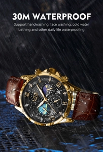 Orologio LIGE impermeabile 30M con effetti visivi di spruzzi d'acqua per uomo