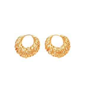 Élégantes boucles d'oreilles créoles évidées en plaqué or 18k fini poli