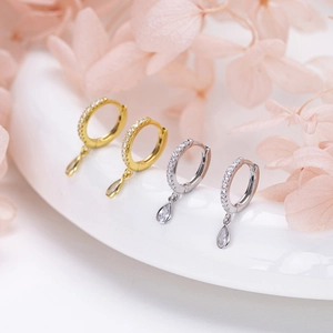 Luxurious S925 silver hoop earrings with waterdrop zircon in gold and silver finish