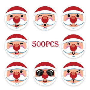 500pcs set of 8 cartoon Santa Claus facial expression stickers for Christmas gift labels