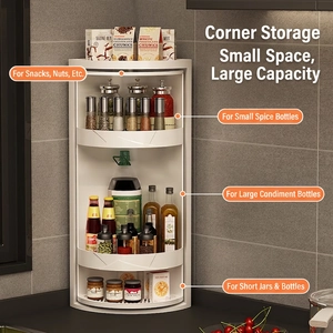 Étagère à épices rotative blanche à 3 niveaux pour rangement de cuisine et plan de travail