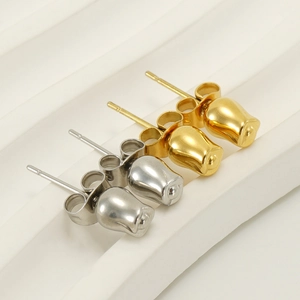 Elegante Rosenknospen-Ohrstecker aus poliertem Edelstahl in Gold und Silber Optik