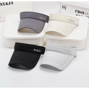 Detail showing multi-row stitching on brims and four color options for sports sun visors