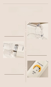Detail of travel toothbrush cup with ergonomic handle and cute cat illustration