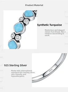 Detailed macro view of S925 sterling silver ring showing turquoise stones and S925 hallmark