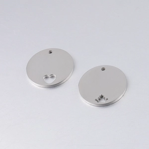 Polished silver stainless steel charms with heart and crown cutouts for DIY jewelry making