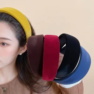 Velvet Padded Headband Wide Flocked Cloth Sponge Hairband Vintage High Cranial Top Hair Accessories Women Girls