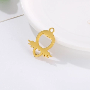 Gold winged heart pendant in stainless steel for DIY jewelry making accessories