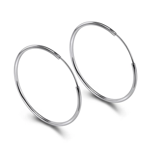 Classic silver large hoop earrings for women featuring a minimalist round circle design