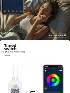 Smart RGB LED controller with mobile app interface and timing switch functions