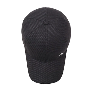 Classic men's winter baseball cap in black with ear protection and warm fleece lining