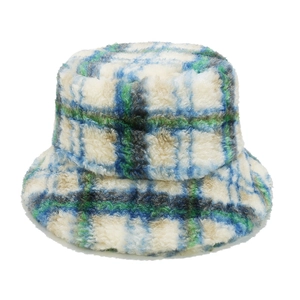 Britischer Vintage Plüsch Anglerhut für Damen mit Karomuster und warmem Lammfellimitat Material