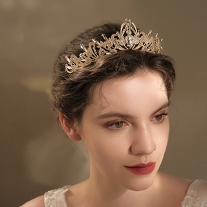 Couronne Diadème Baroque Vintage Pour Mariage Mariée Fête Élégant Alliage Strass Cristal Accessoires Cheveux Femme