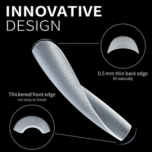 Extra long matte coffin nail tips with thin 0.5mm back edge and reinforced front design