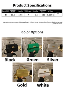 Detailed size chart and multi-color options for crocodile pattern mini crossbody bag
